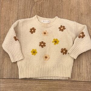 Rylee + Cru Embroidered Flower Sweater Size 12-18 Months